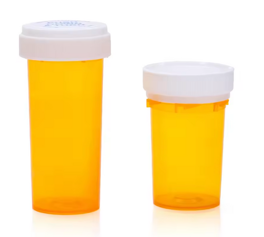 Medication Vial with Reversible Cap, Amber
